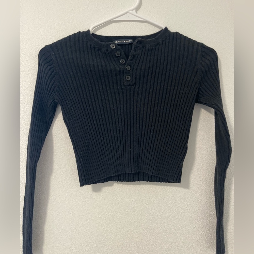 Brandy Melville Black Ribbed Crop Top